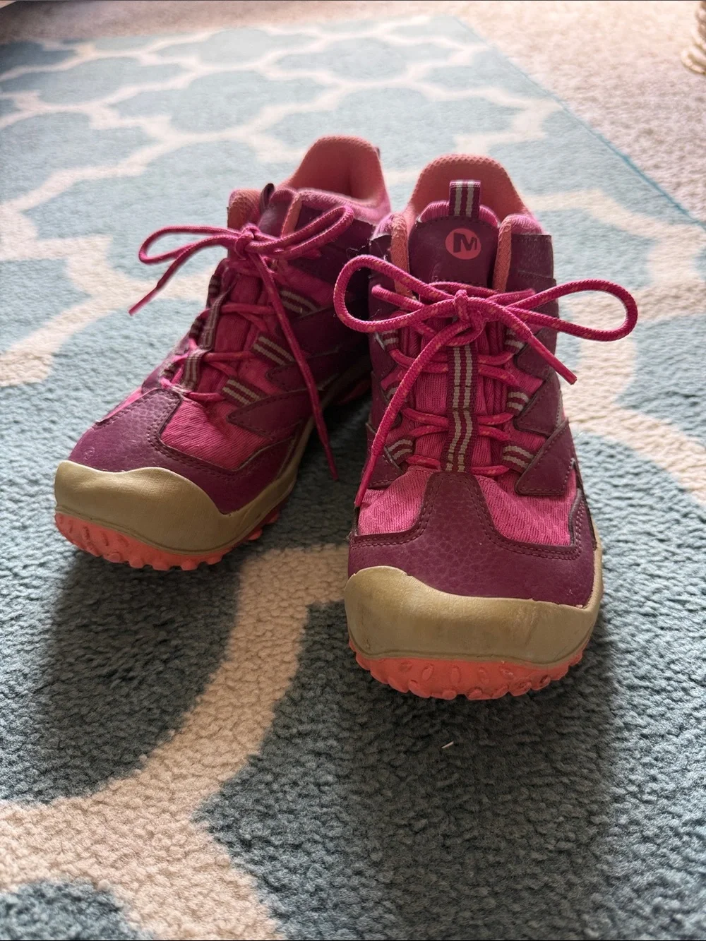 EUC Merrell Kids Magenta and Coral Trail Boots